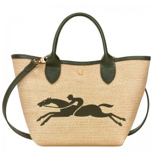 Basket Bag Longchamp Le Panier Pliage S Feminino Caqui | 1632-KVHJC