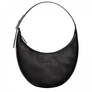 Bolsa Hobo Longchamp Roseau Essential M Feminino Pretas | 0963-JVIYW