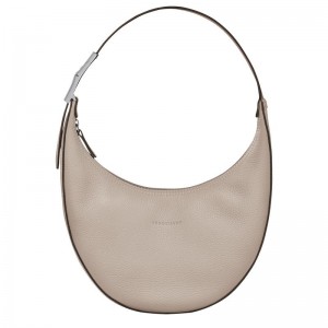 Bolsa Hobo Longchamp Roseau Essential M Feminino Cinzentas | 2065-FKDQU