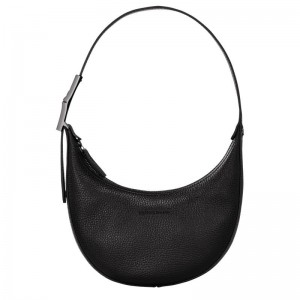 Bolsa Hobo Longchamp Roseau Essential S Feminino Pretas | 8975-ORHDI