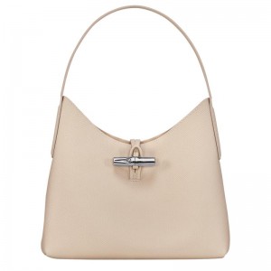 Bolsa Hobo Longchamp Roseau M Feminino Branco | 3897-QCNKU