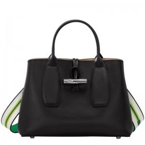 Bolsa de Mão Longchamp Roseau M Feminino Pretas | 7280-EBDWJ