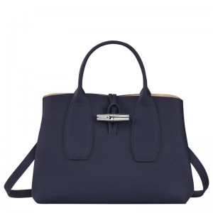 Bolsa de Mão Longchamp Roseau M Feminino Roxo | 9840-FBLMN