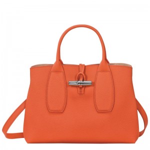 Bolsa de Mão Longchamp Roseau M Feminino Laranja | 6401-YPOLT