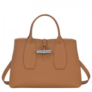 Bolsa de Mão Longchamp Roseau M Feminino Marrom | 6709-LESZO