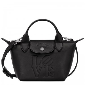 Bolsa de Mão Longchamp x Robert Indiana XS Feminino Pretas | 0238-NZISC