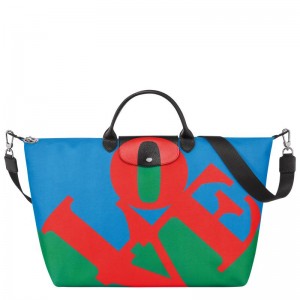 Bolsas De Viagem Longchamp x Robert Indiana Feminino Red/Navy | 5914-SLKDT