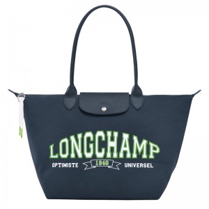 Bolsas Tote Longchamp Le Pliage Coleções L Feminino Azul Marinho | 9837-WBGFN