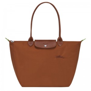 Bolsas Tote Longchamp Le Pliage Green L Feminino Marrom | 0762-SVBKP