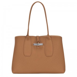 Bolsas Tote Longchamp Roseau L Feminino Marrom | 5863-UJTFX
