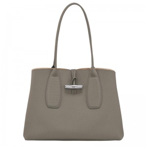 Bolsas Tote Longchamp Roseau L Feminino Cinzentas | 4897-YDCHE