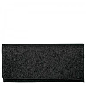 Carteiras Longchamp Le Foulonné Continental Feminino Pretas | 4397-NLARH