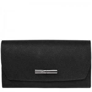 Carteiras Longchamp Roseau Continental Feminino Pretas | 1075-NIGHF