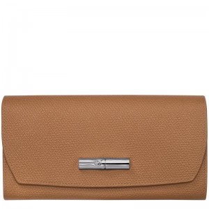 Carteiras Longchamp Roseau Continental Feminino Marrom | 5926-OHAEN