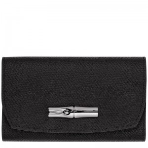 Carteiras Longchamp Roseau Feminino Pretas | 5701-SBLNA