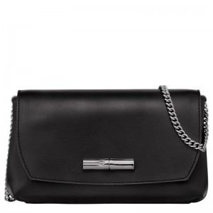Clutch Longchamp Roseau Feminino Pretas | 4108-ODZKA