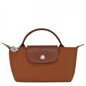 Pouches Longchamp Le Pliage Green with handle Feminino Marrom | 5738-RYAJG