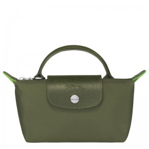 Pouches Longchamp Le Pliage Green with handle Feminino Verdes | 9561-GWETN